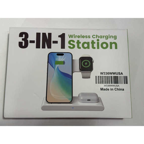 Wireless Charger Stand for iPhone Apple Watch & AirPods 3-in-1 Fast Charger, NEW - Picture 1 of 9